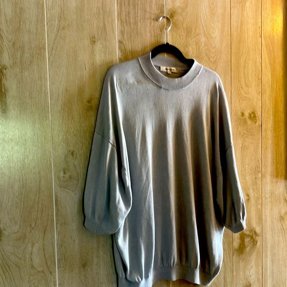Pronto Uomo Light Gray Silk Blend Mens Size 3XL  Pullover TINY FLAW Short Sleeve
